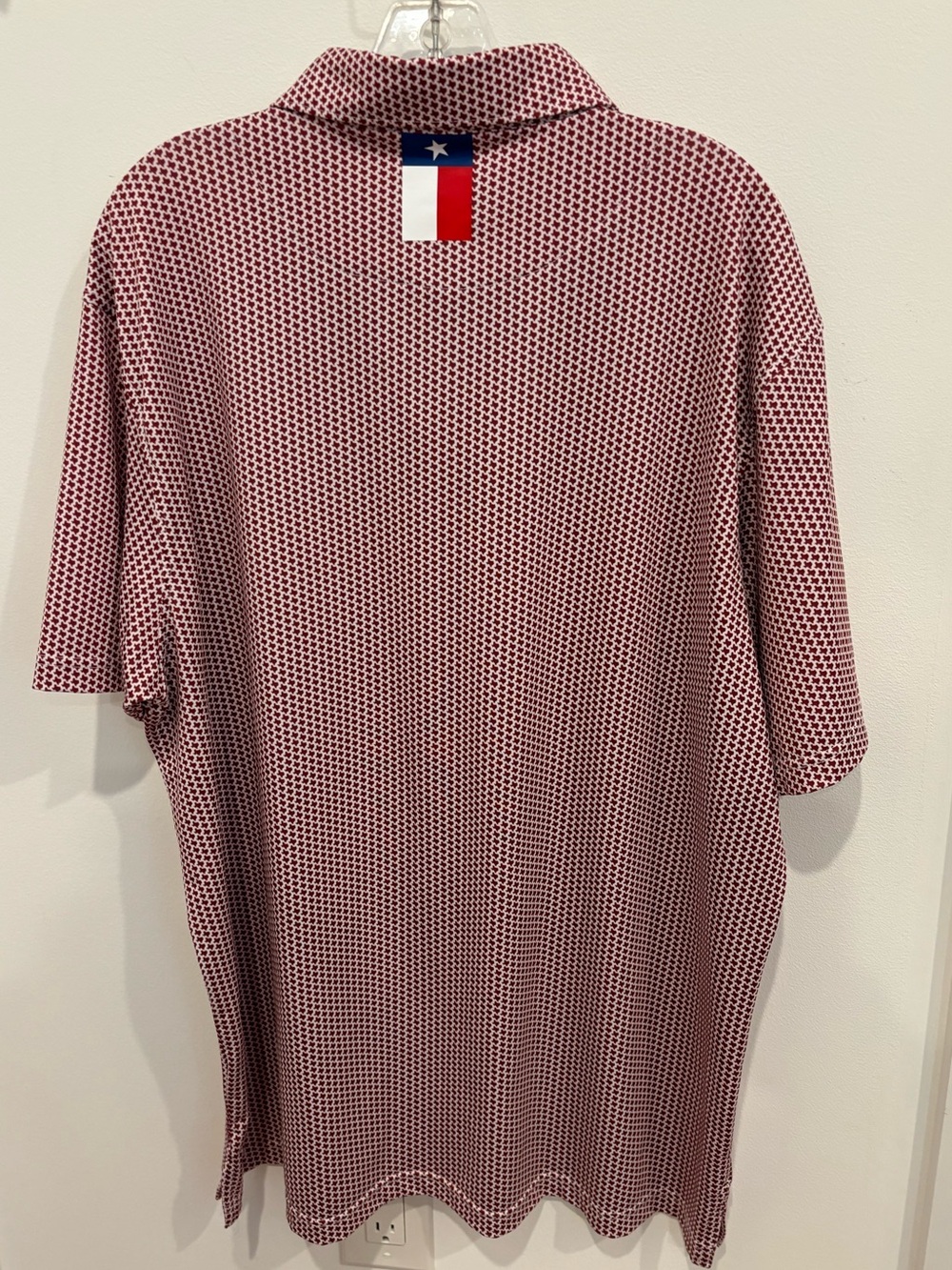 Rhoback Don’t Mess Texas State Micro Print Golf Polo Maroon White Mens XL - Picture 7 of 14